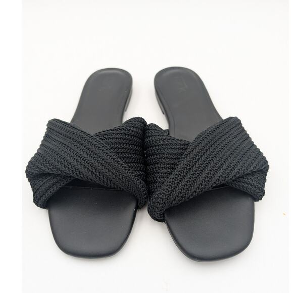 Nordstrom Chantelle Slide Sandal Women's Twist Front Black Size US7.5M - Picture 2 of 7